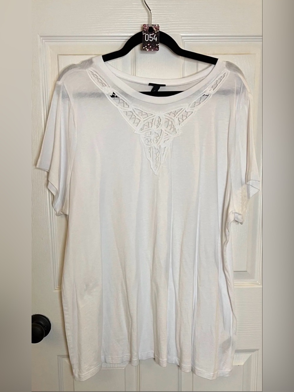 Torrid White Lace-Trim Tee Shirt